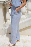 Summer Tides Striped Wide Leg Pants - Denim