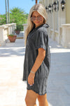 Casually Cute Washed Denim Dress - Washed Black