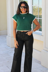 Cozy Cheer Cropped Sweater - Hunter Green