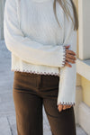 Reyna Contrast Stitch Detail Sweater - Cream