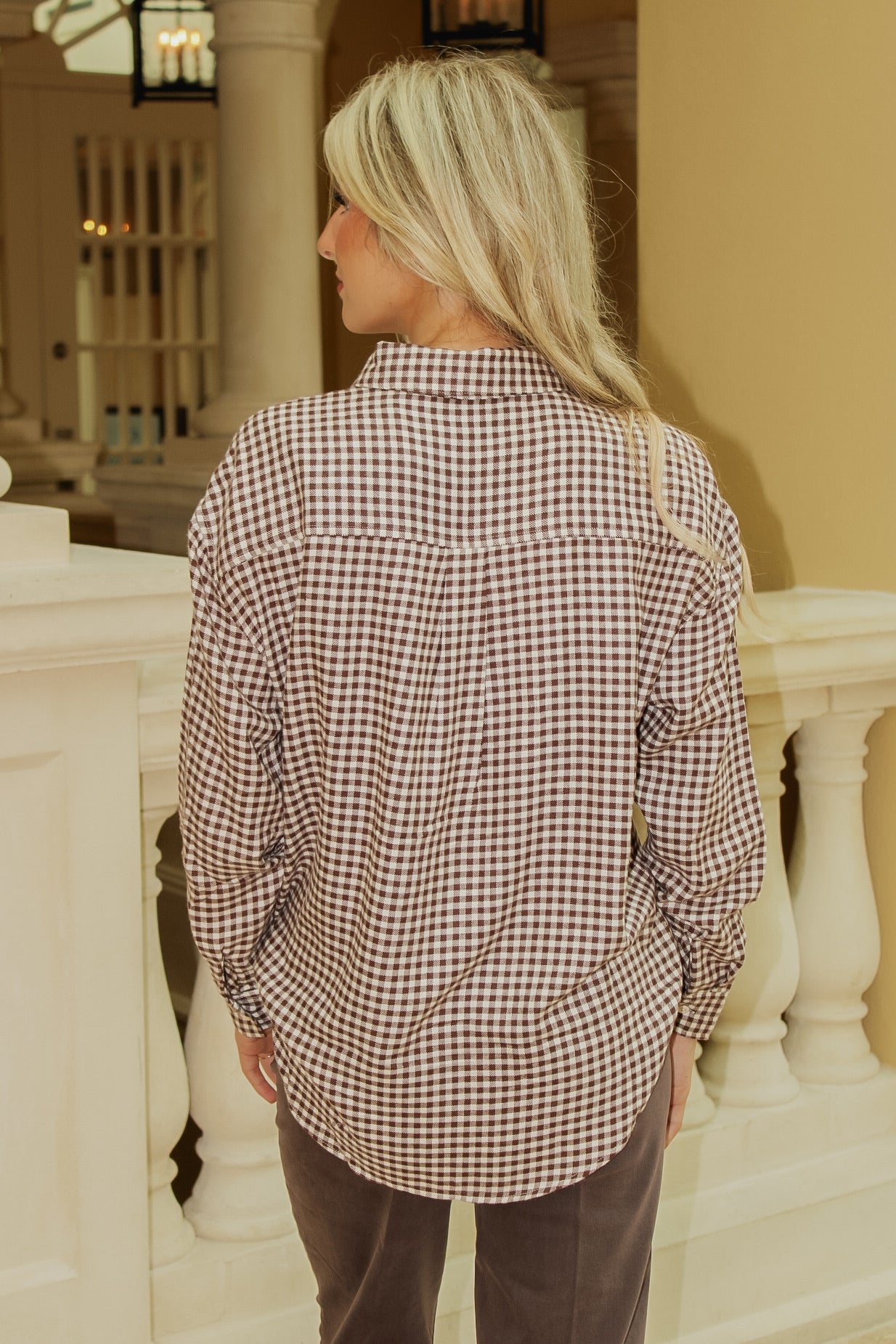 River Plaid Button Up - Chocolate Cherry