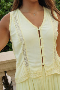 Delicate Intentions Button Down Top - Yellow
