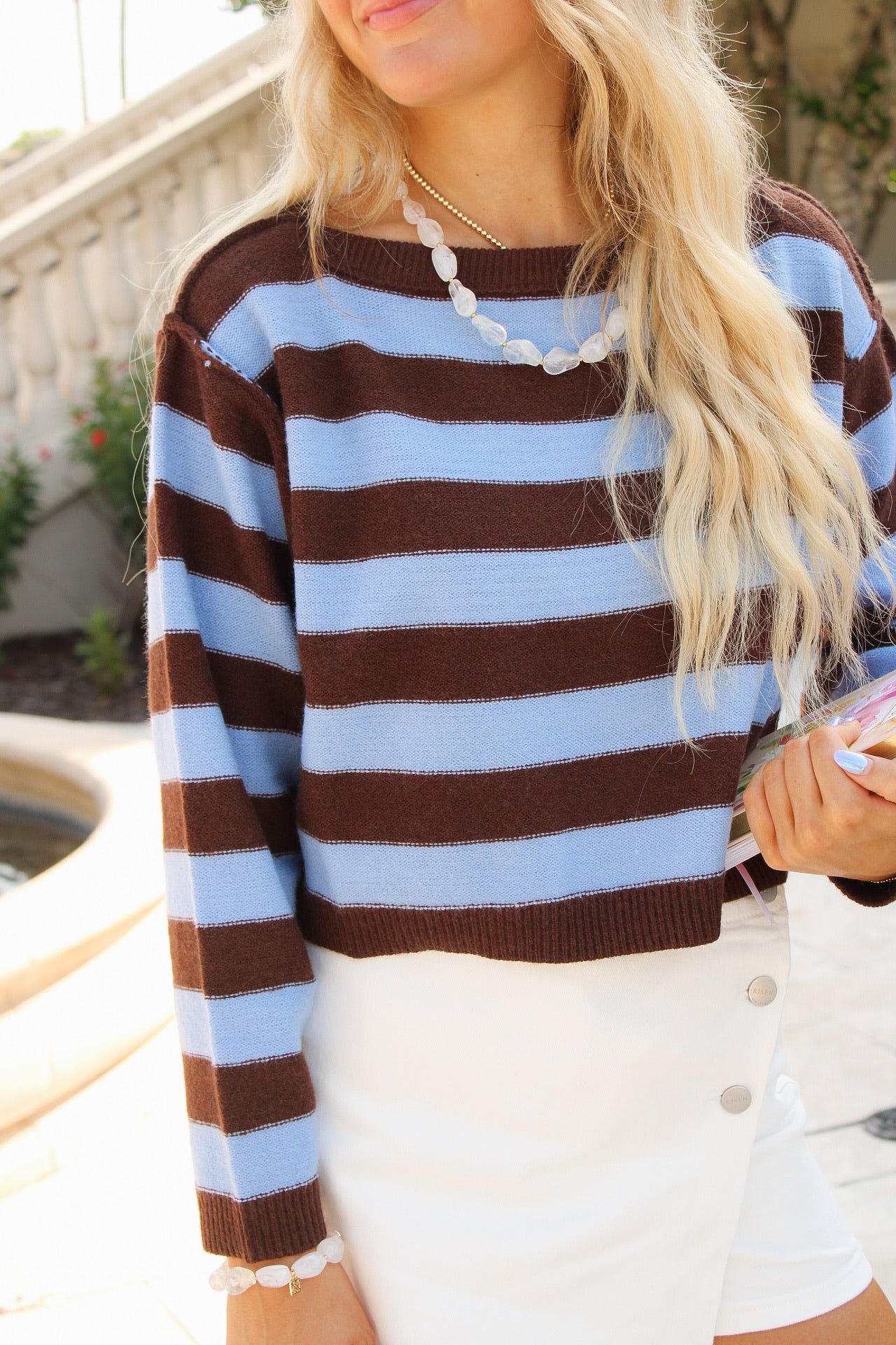 Blue Horizon Striped Sweater - Blue/Brown