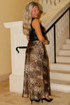 Fierce Elegance Satin Maxi Skirt - Leopard