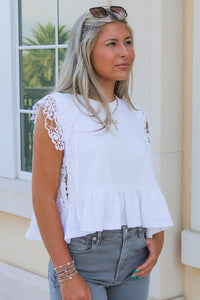 Together Forever Lace Ruffle Top - Off White