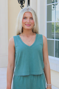Z Supply: Sloane V-Neck Top - Hunter Green