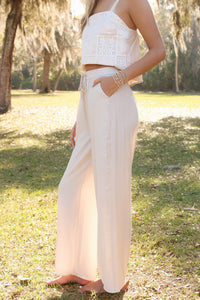 Shoreline Breeze Wide Leg Pants - Lt Khaki