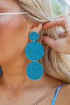 3 Tier Bead Disk Earrings - Teal | Makk Fashions