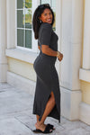 The Edge Side Slit Midi Dress - Charcoal