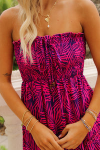 Island Breeze Smocked Mini Dress - Fuchsia/Purple