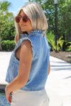 Adventure Begins Ruffle Stitch Vest - Denim