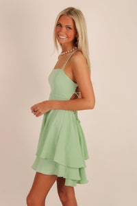 Sweet Intentions Lace Up Mini Dress - Sage