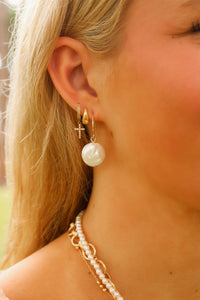 Freshwater Pearl Drop Earrings - Gold