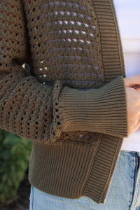 In My Element Zip Up Cardigan - Olive