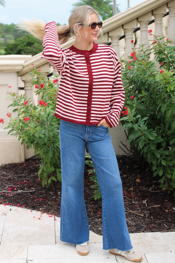 The Right Direction Striped Cardigan - Pink