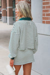 Play Date Striped Cropped Pullover Top - Hunter Green