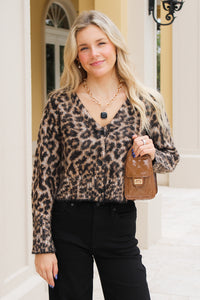 Wild Ambition Cheetah Print Cardigan - Brown