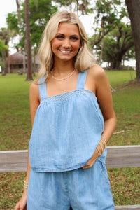 Soft Tide Flowy Top - Denim Wash