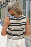 Cherished Times Crochet Tie Front Vest - Natural