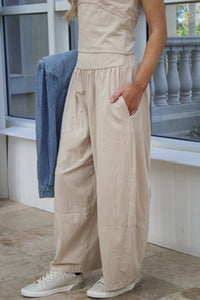 Feeling Free Mineral Washed Wide Leg Pants - Bone