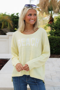 Cool Breeze BEACH Crew Neck Sweater - Lemonade