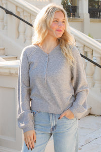 Z Supply: Westmont Henley Sweater - Heather Gray