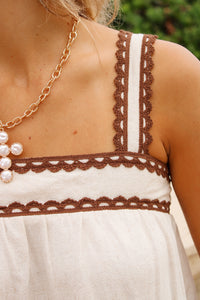 Sunset Harbor Scallop Trim Top - Natural