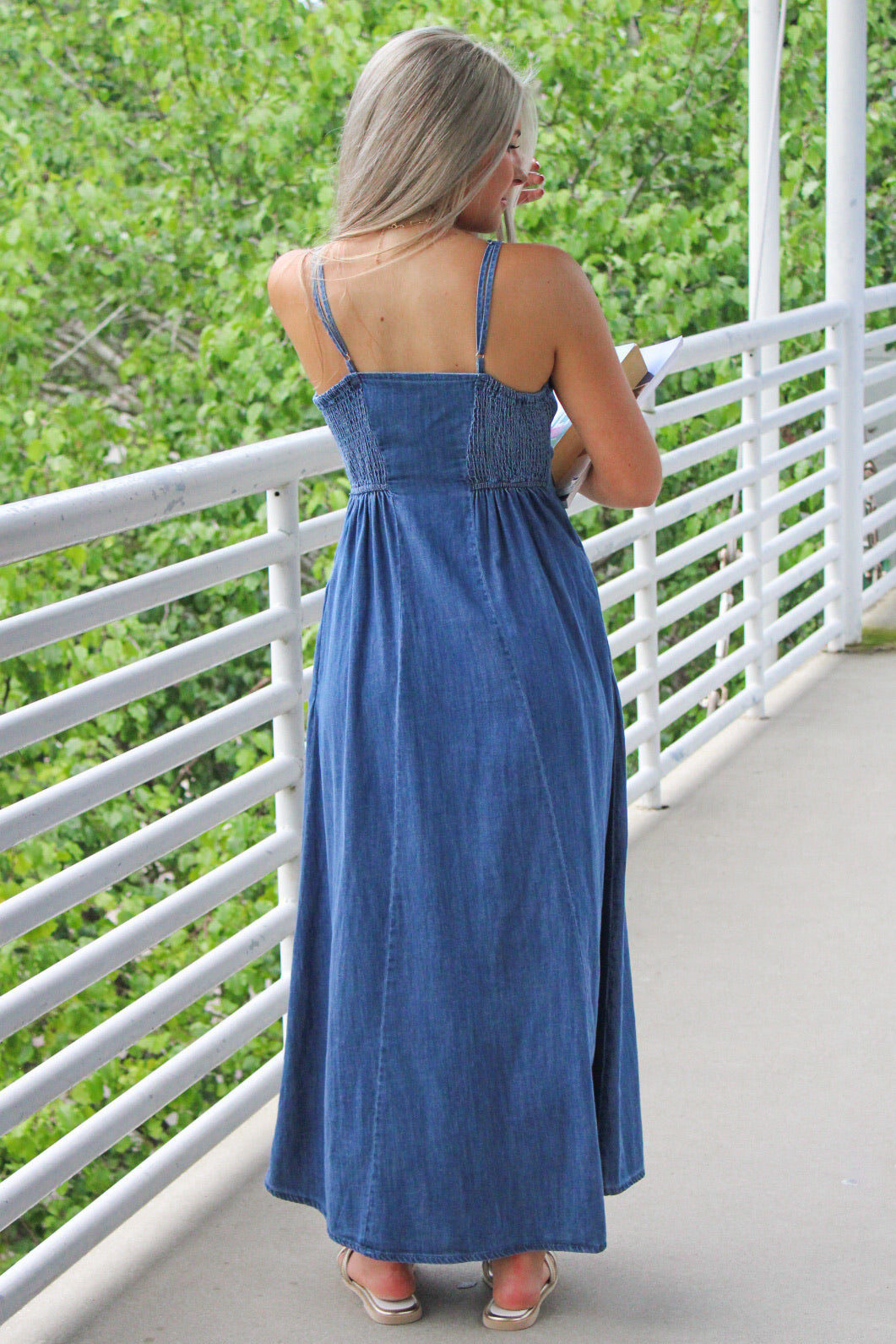 Z Supply: Angel Eyes Denim Midi Dress - Medium Indigo