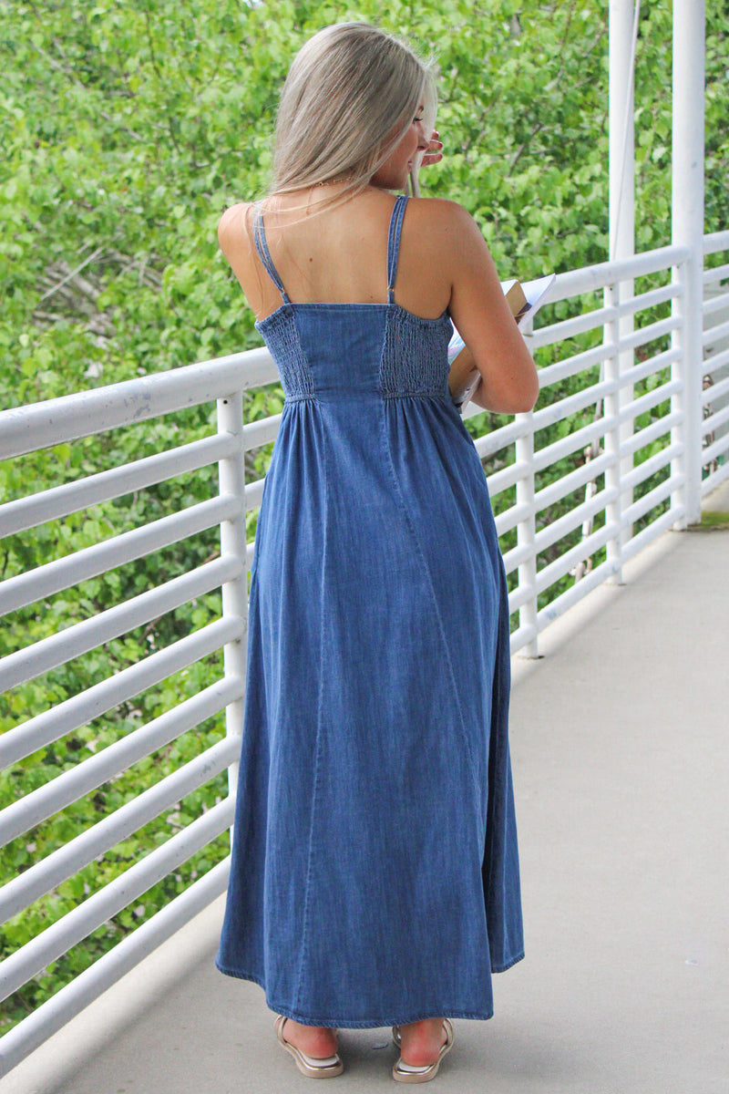 Z Supply: Angel Eyes Denim Midi Dress - Medium Indigo