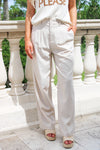 Classy Days High Waisted Linen Pants - Taupe