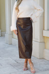 Follow My Lead High Waisted Maxi Skirt - Chocolate