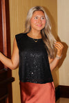 Shimmer & Shine Sequin Top - Black
