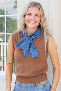 Denim Darling Sleeveless Knit Top -  Coco
