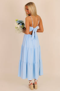 My Summer Love Tiered Midi Dress - Dusty Blue