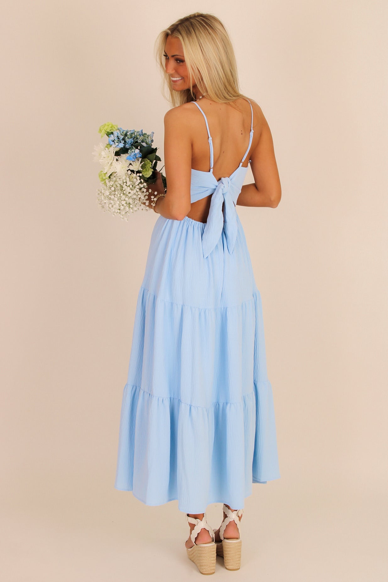 My Summer Love Tiered Midi Dress - Dusty Blue