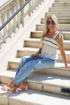Feeling Free Tie Strap Top - Cream/Black