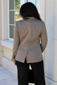Classic Intentions Hounds Tooth Blazer - Brown Hazel