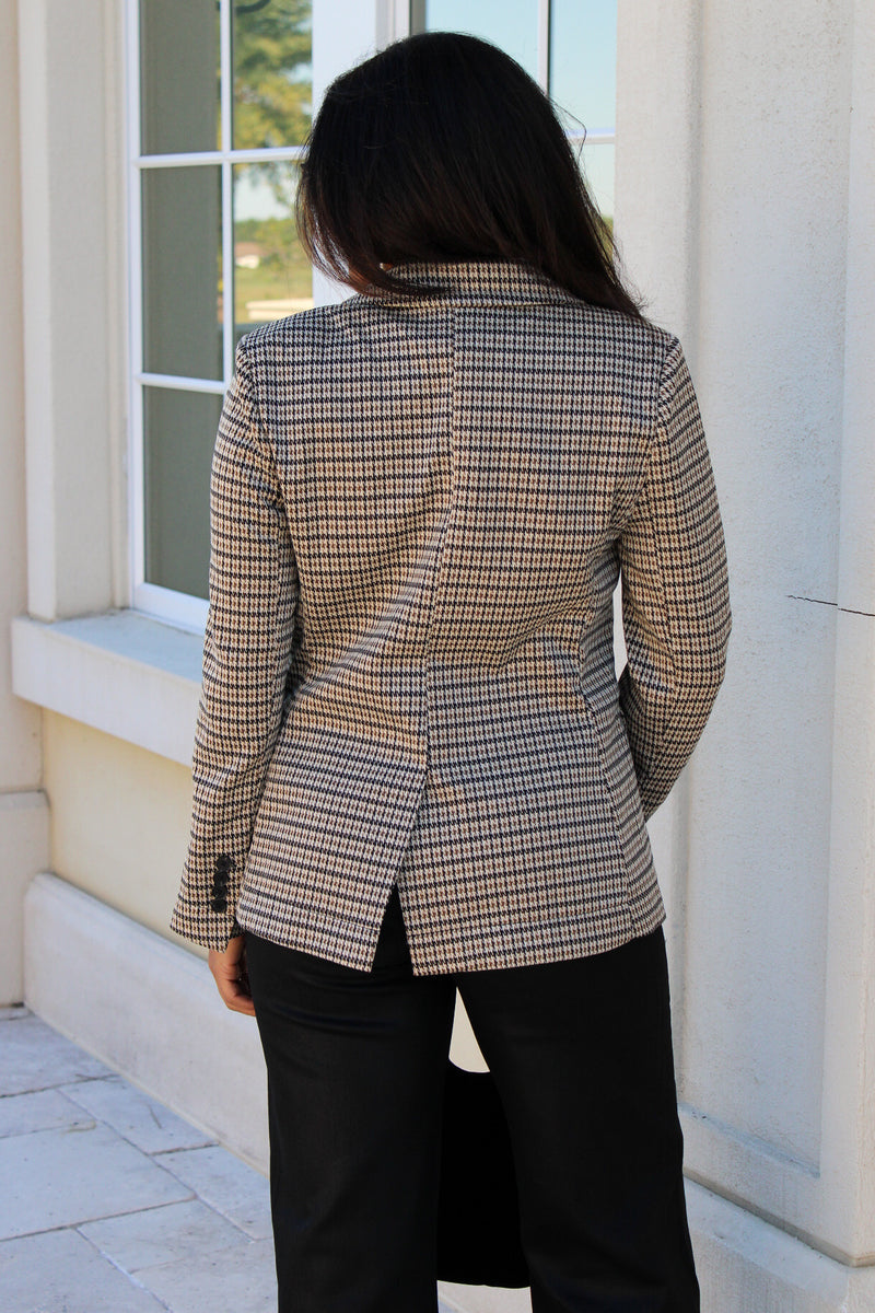 Classic Intentions Hounds Tooth Blazer - Brown Hazel