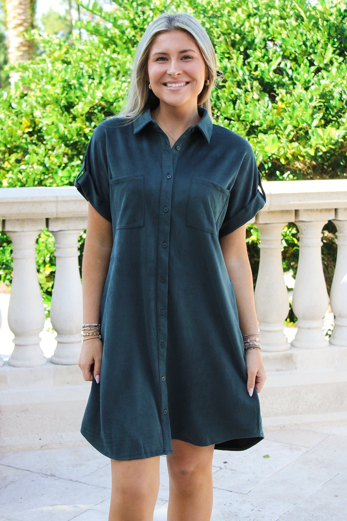Urban Edge Button Down Suede Dress - Salamander
