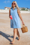 Z Supply: New Day Twill Mini Dress - Lt. Vintage Indigo