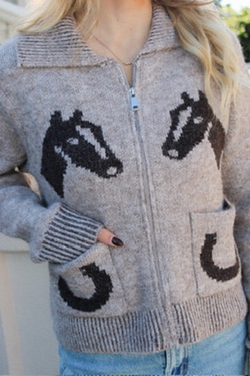 Untamed Spirit Embroidered  Sweater - Lt Brown