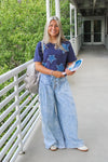 On Trend Mineral Washed Wide Leg Pants - Denim