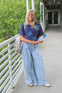 On Trend Mineral Washed Wide Leg Pants - Denim