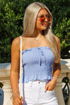 Summer Festivities Smocked Tube Top - Blue/White