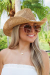 Coastal Beach Babe Cowrie Shell Hat - Khaki