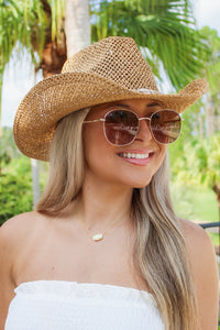 Coastal Beach Babe Cowrie Shell Hat - Khaki