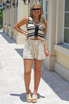 Cherished Times Crochet Tie Front Vest - Natural