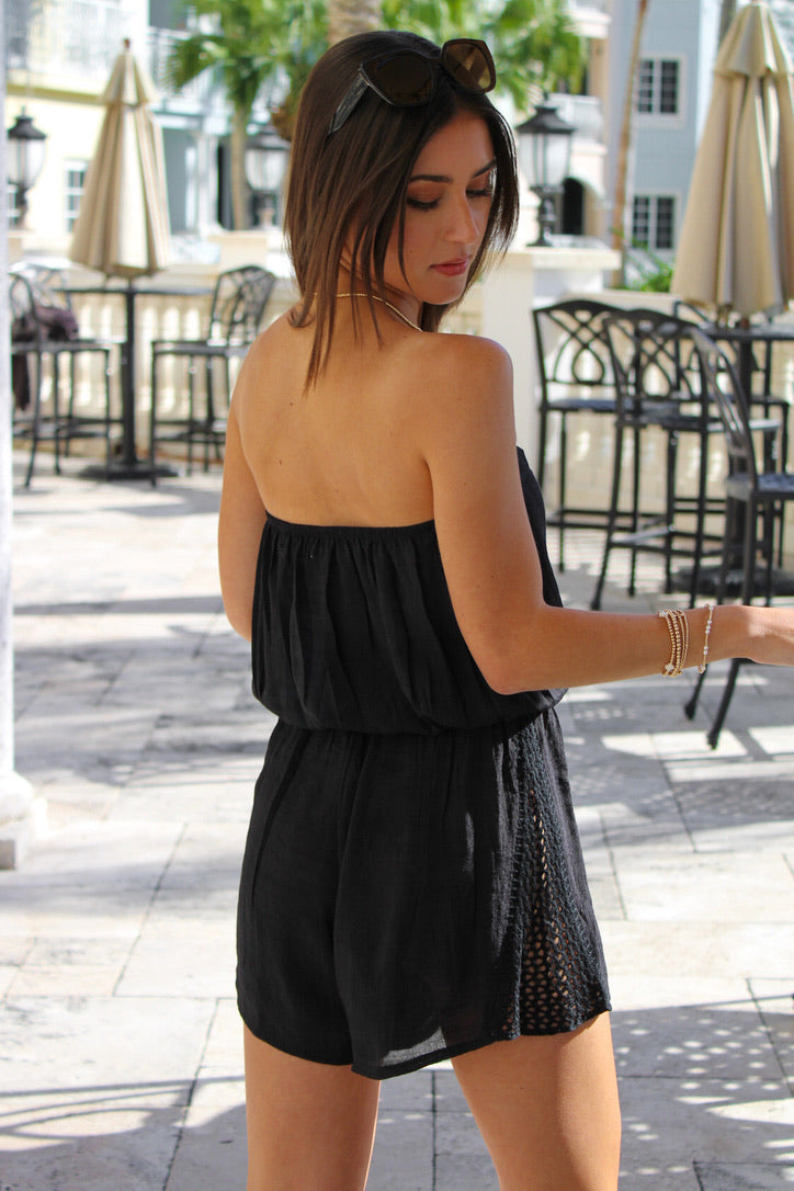 Beach Days Strapless Romper - Black