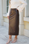 Follow My Lead High Waisted Maxi Skirt - Chocolate