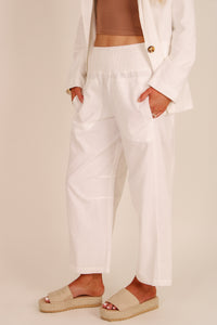 Pure Intentions Smocked Cropped Pants - Off White
